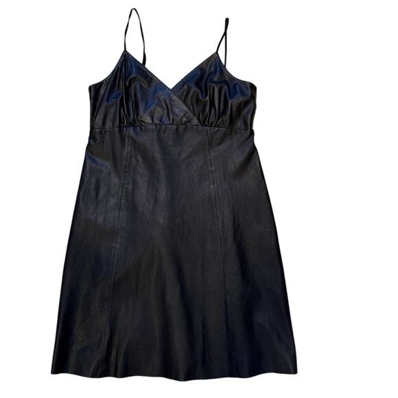 The Kooples Black Leather Slip Dress Size 3‎ EU - Picture 1 of 5
